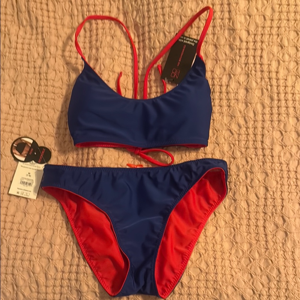 No Boundaries Blue and Red Sporty Bikini